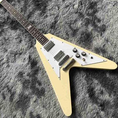 Custom Grand V Shaped Electric Guitar in Cream White supplier