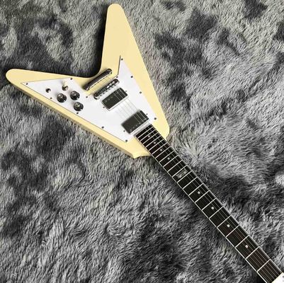 Custom Grand V Shaped Electric Guitar in Cream White supplier