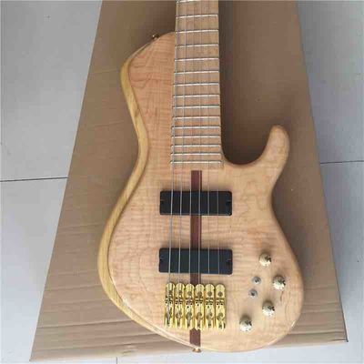 Custom Burst Maple Top 6 Strings Bass Guitar Neck Through Body Ebony Fingerboard Active Pickups Electric Bass supplier