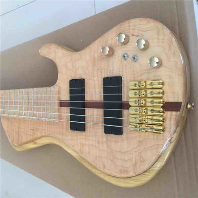 Custom Burst Maple Top 6 Strings Bass Guitar Neck Through Body Ebony Fingerboard Active Pickups Electric Bass supplier
