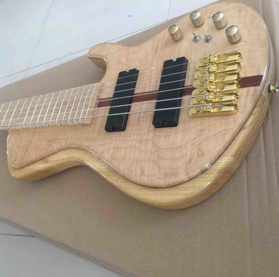 Custom Burst Maple Top 6 Strings Bass Guitar Neck Through Body Ebony Fingerboard Active Pickups Electric Bass supplier