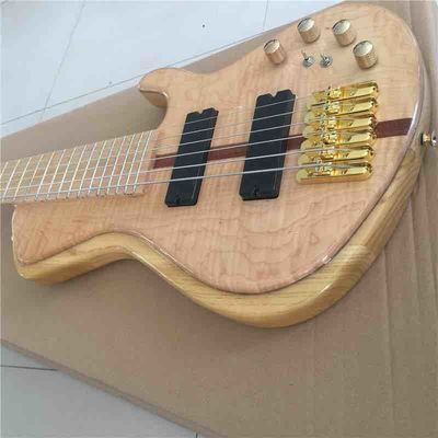 Custom Burst Maple Top 6 Strings Bass Guitar Neck Through Body Ebony Fingerboard Active Pickups Electric Bass supplier
