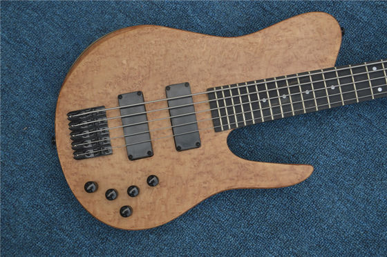 Custom 5 Strings Neck Through Ash Body Burl 3 Piece Neck Electric Bass Guitar in Natural Wood supplier