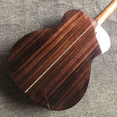 Custom AAAA All Solid Spruce Wood OM Style Body Ebony Fingerboard Fishbone Binding Acoustic Guitar supplier