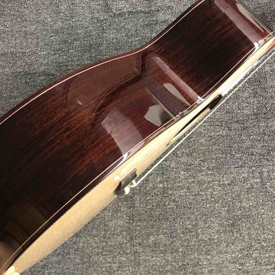 Custom AAAA All Solid Spruce Wood OM Style Body Ebony Fingerboard Fishbone Binding Acoustic Guitar supplier