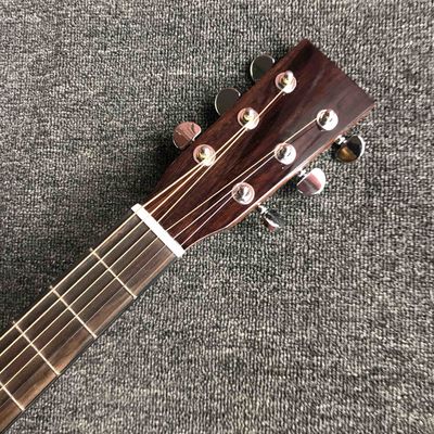 Custom AAAA All Solid Spruce Wood OM Style Body Ebony Fingerboard Fishbone Binding Acoustic Guitar supplier