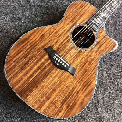 Custom 40 Inch All Solid KOA Wood Solid Rosewood Back Side Real Abalone Acoustic Guitar with BB Band Pickup supplier