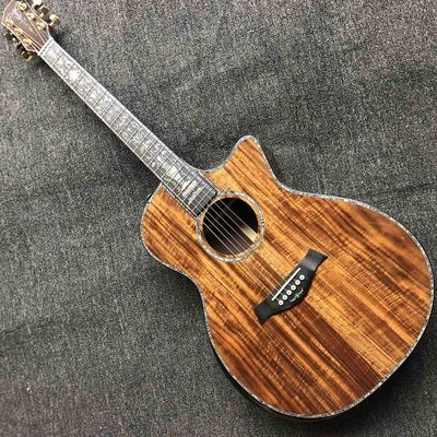 Custom 40 Inch All Solid KOA Wood Solid Rosewood Back Side Real Abalone Acoustic Guitar with BB Band Pickup supplier