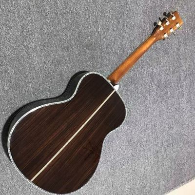 Solid Spruce Wood OM Round Body Ebony Fingerboard Full Abalone Binding Classic Acoustic Electric Guitar in Sunburst supplier