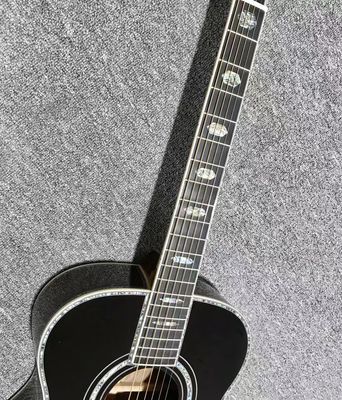 Solid Spruce Wood OM Round Body Ebony Fingerboard Full Abalone Binding Classic Acoustic Electric Guitar in Sunburst supplier