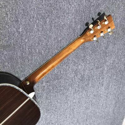 Solid Spruce Wood OM Round Body Ebony Fingerboard Full Abalone Binding Classic Acoustic Electric Guitar in Sunburst supplier