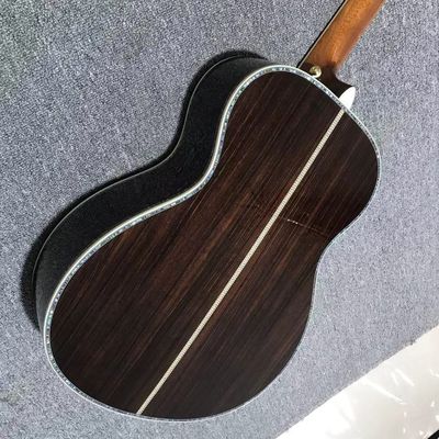 Solid Spruce Wood OM Round Body Ebony Fingerboard Full Abalone Binding Classic Acoustic Electric Guitar in Sunburst supplier