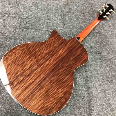 Custom Grand Solid Spruce Top Ebony Fingerboard Cutaway Arm Rest Abalone Inlays Acoustic Guitar with Open Tuner in Cherr supplier