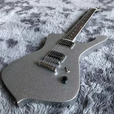 2021 NEW Custom Grand Electric Guitar with Silver Sparkling Finishing No Binding on Body Dot Inlay Chrome Hardware supplier