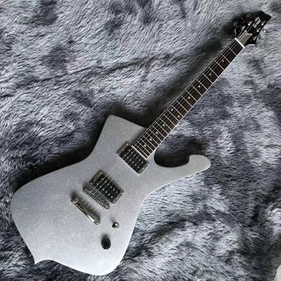 2021 NEW Custom Grand Electric Guitar with Silver Sparkling Finishing No Binding on Body Dot Inlay Chrome Hardware supplier