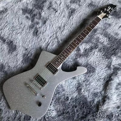 2021 NEW Custom Grand Electric Guitar with Silver Sparkling Finishing No Binding on Body Dot Inlay Chrome Hardware supplier