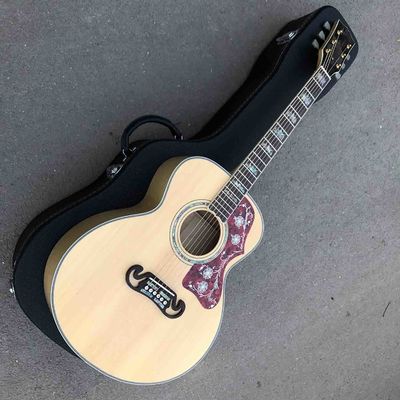 Custom Grand 43 Inch Jumbo AAAAA All Solid Wood Acoustic Guitar in Natural Color supplier