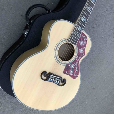 Custom Grand 43 Inch Jumbo AAAAA All Solid Wood Acoustic Guitar in Natural Color supplier