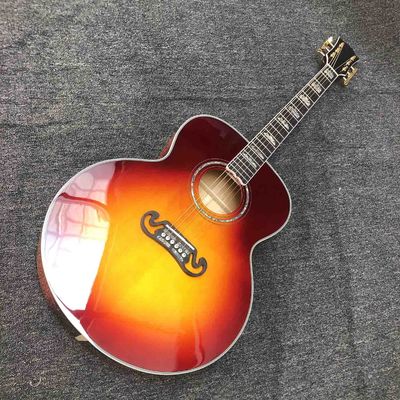 Custom J200S 43 Inch Jumbo Acoustic Guitar Flamed Maple Back Side in Sunburst Color supplier