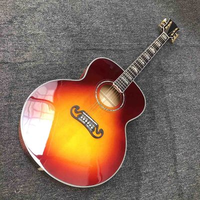 Custom J200S 43 Inch Jumbo Acoustic Guitar Flamed Maple Back Side in Sunburst Color supplier