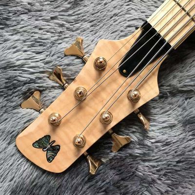 Custom Neck Throu Body Flamed Maple Top Ash Wood 6 Strings Guitar Bass with 940mm Scale Lengthen supplier