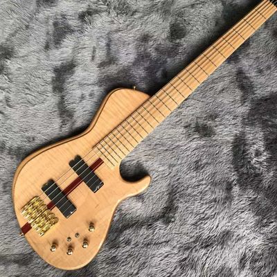 Custom Neck Throu Body Flamed Maple Top Ash Wood 6 Strings Guitar Bass with 940mm Scale Lengthen supplier