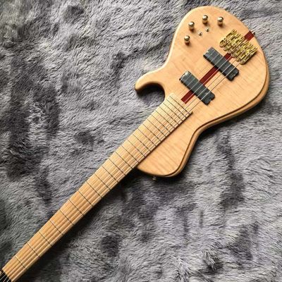 Custom Neck Throu Body Flamed Maple Top Ash Wood 6 Strings Guitar Bass with 940mm Scale Lengthen supplier