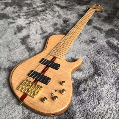 Custom Neck Throu Body Flamed Maple Top Ash Wood 6 Strings Guitar Bass with 940mm Scale Lengthen supplier