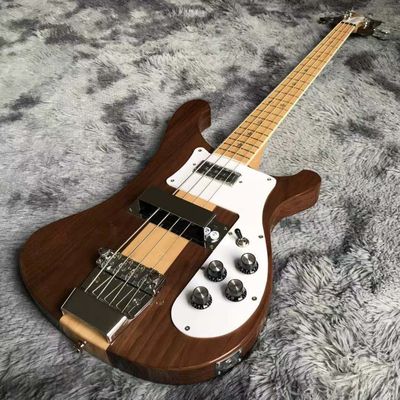 Custom Walnut Wood Neck Through Body Electric Bass with Active Pickup 4 Strings supplier