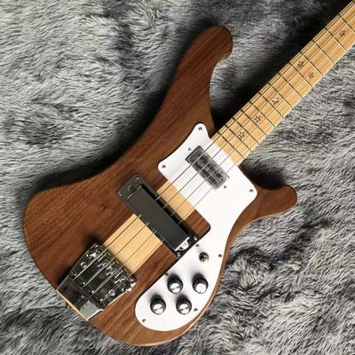 Custom Walnut Wood Neck Through Body Electric Bass with Active Pickup 4 Strings supplier