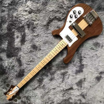 Custom Walnut Wood Neck Through Body Electric Bass with Active Pickup 4 Strings supplier