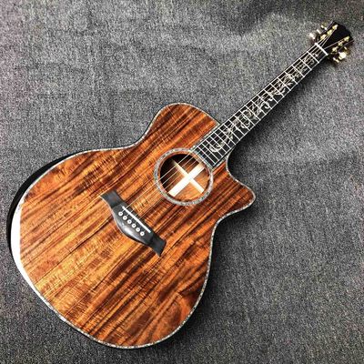 Custom Aaaa All Solid Koa Wood Top Cocobolo Back Side Acoustic Guitar with Armrest supplier