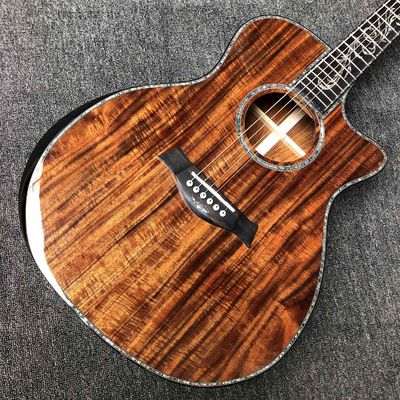 Custom Aaaa All Solid Koa Wood Top Cocobolo Back Side Acoustic Guitar with Armrest supplier