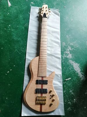 Custom Flamed Maple Top Neck Through Body 6 Strings 24 Frets Active Pickup Electric Bass Guitar supplier