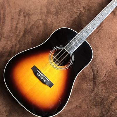 Custom J45 Body AAAA All Solid Wood Acoustic Guitar Sandalwood Back and Sides in Sunset Color with Classic Headstock Log supplier