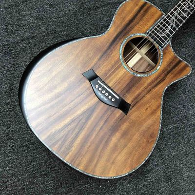 Custom 41 Inch Matte Solid KOA Top Acoustic Guitar with Abalone Ebony Fingerboard ArmRest KOA Wood Guitar supplier