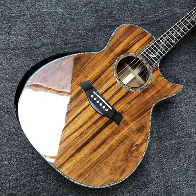 Custom 41 Inch Matte Solid KOA Top Acoustic Guitar with Abalone Ebony Fingerboard ArmRest KOA Wood Guitar supplier