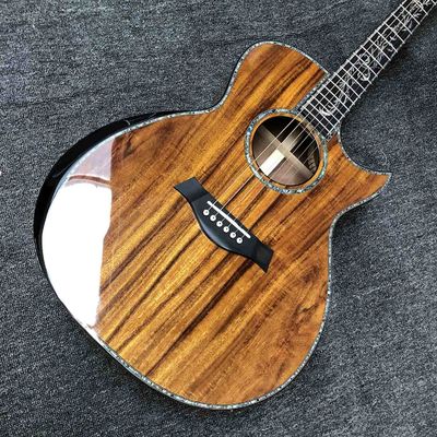 Custom 41 Inch Matte Solid KOA Top Acoustic Guitar with Abalone Ebony Fingerboard ArmRest KOA Wood Guitar supplier