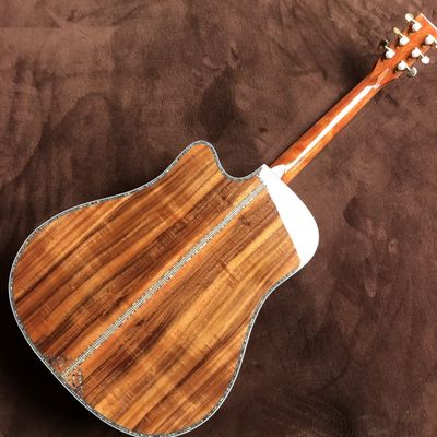 Custom 41 Inch Solid KOA Wood Top Cutaway Classic Folk Acoustic Guitar Real Abalone Inlay D-Shape Electric Guitar Wood P supplier