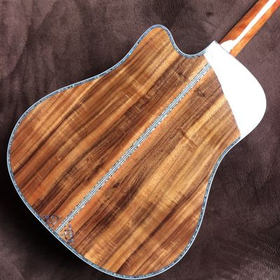 Custom 41 Inch Solid KOA Wood Top Cutaway Classic Folk Acoustic Guitar Real Abalone Inlay D-Shape Electric Guitar Wood P supplier