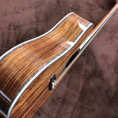 Custom 41 Inch Solid KOA Wood Top Cutaway Classic Folk Acoustic Guitar Real Abalone Inlay D-Shape Electric Guitar Wood P supplier