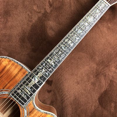 Custom 41 Inch Solid KOA Wood Top Cutaway Classic Folk Acoustic Guitar Real Abalone Inlay D-Shape Electric Guitar Wood P supplier