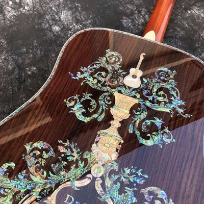 Custom AAAAA All Solid Wood Deluxe Abalone Inlay D100 Style Acoustic Guitar supplier