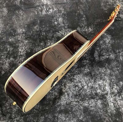 Custom AAAAA All Solid Wood Deluxe Abalone Inlay D100 Style Acoustic Guitar supplier