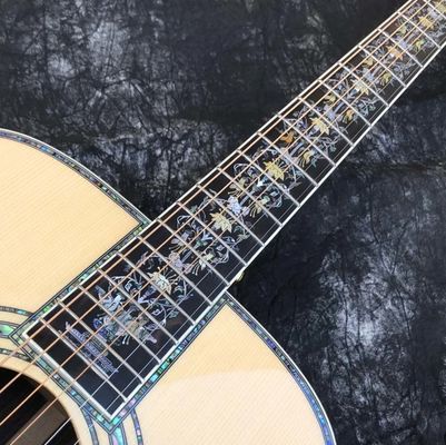 Custom AAAAA All Solid Wood Deluxe Abalone Inlay D100 Style Acoustic Guitar supplier