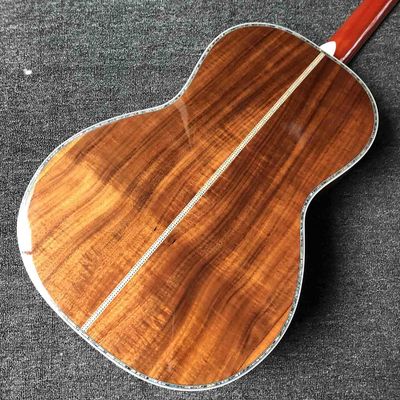 Custom 39 Inch All Solid OOO KOA Wood Acoustic Guitar Ebony Fingerboard Abalone Inlay With Solid Back Side supplier