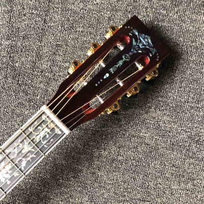 Custom 39 Inch All Solid OOO KOA Wood Acoustic Guitar Ebony Fingerboard Abalone Inlay With Solid Back Side supplier