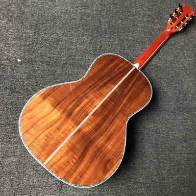 Custom 39 Inch All Solid OOO KOA Wood Acoustic Guitar Ebony Fingerboard Abalone Inlay With Solid Back Side supplier