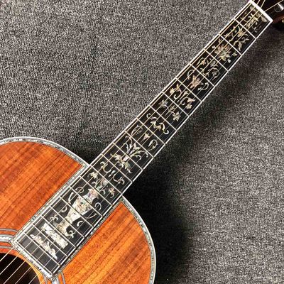 Custom 39 Inch All Solid OOO KOA Wood Acoustic Guitar Ebony Fingerboard Abalone Inlay With Solid Back Side supplier