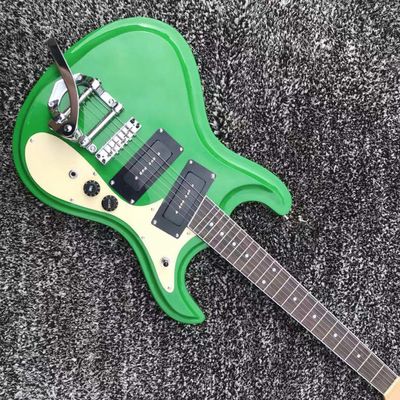 Custom Mosrite Style Electric Guitar with Tremolo in Green supplier